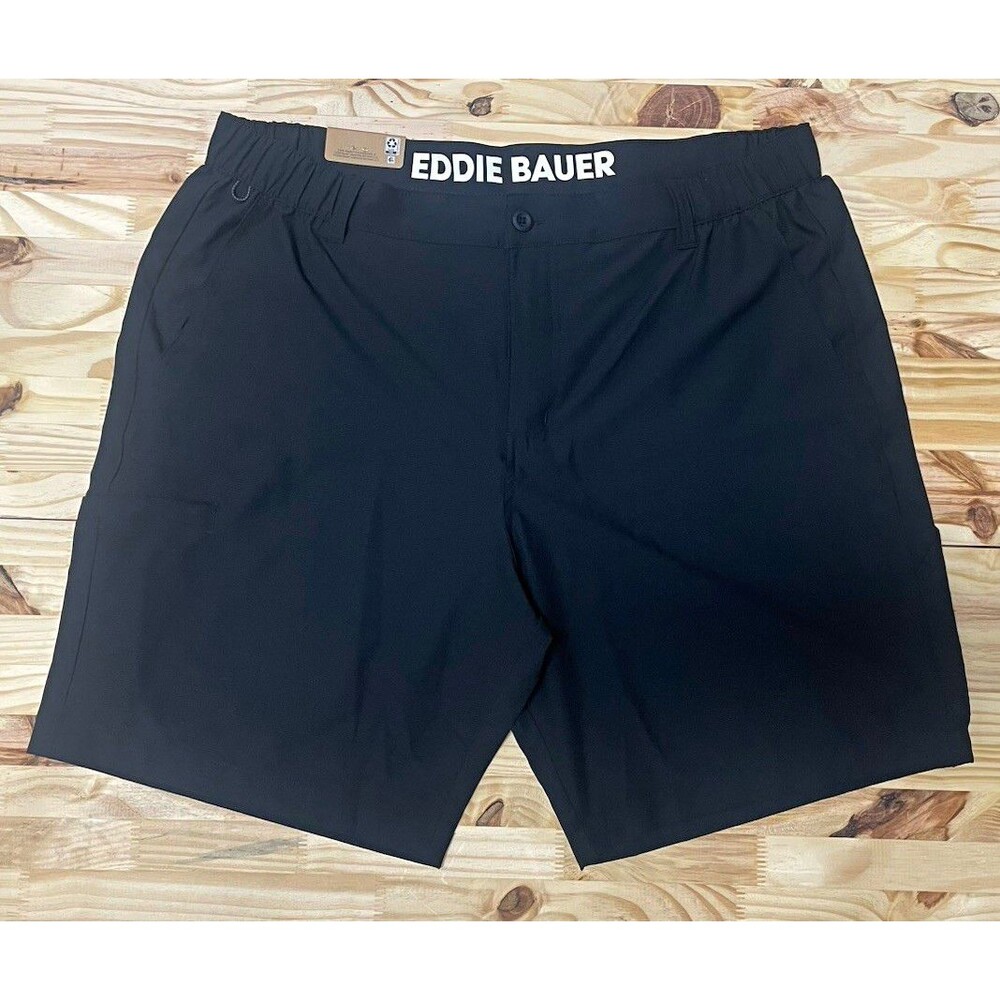 Eddie Bauer Flex Waist Stretch Tech Shorts Black Men's XL 9" Inseam NWT
